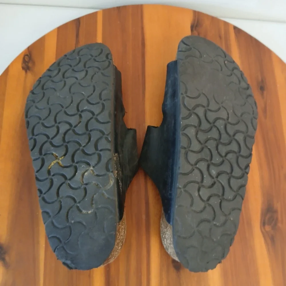 Birkenstock Arizona Sandals Mens 39 W8 M6 Black Leather‎ Double Strap Slides